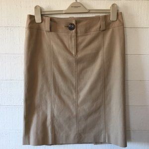 Burberry Stretch Cotton Pencil Skirt 8 Camel EUC